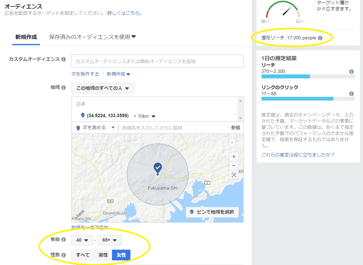 歯科医院がFacebook広告でPRできる人数を調査